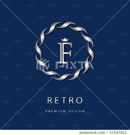 Monogram template logo. Calligraphic emblem sign F Monogram template logo. Calligraphic emblem sign F 31547821