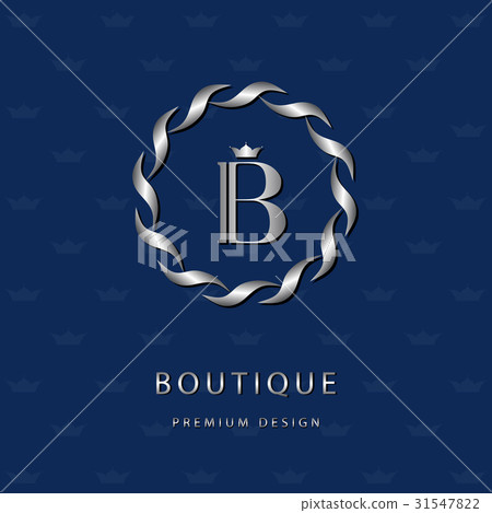 Monogram template logo. Calligraphic emblem sign B 31547822