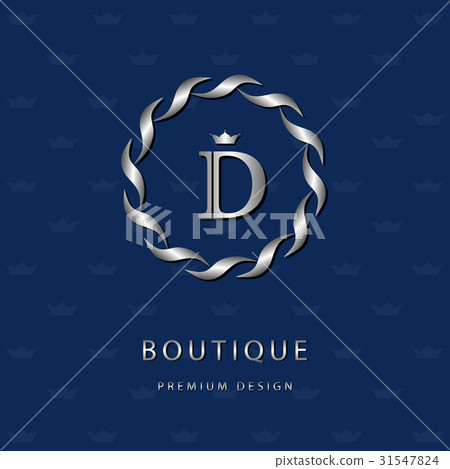 Monogram template logo. Calligraphic emblem sign D 31547824