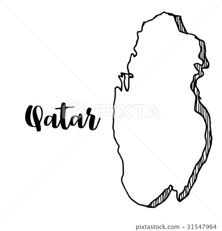 Hand drawn of Qatar map, vector illustration 31547964