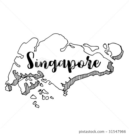 Hand drawn of  Singapore map, vector illustration 31547966