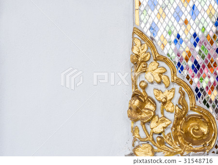 Golden floral stucco with the glass mosaic. 31548716