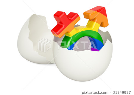 Egg with rainbow male and female sign inside 31549957