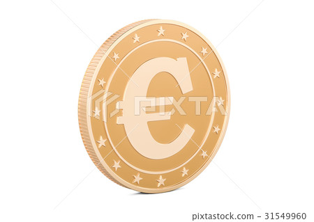 Golden Euro coin, 3D rendering - Stock Illustration [31549960] - PIXTA