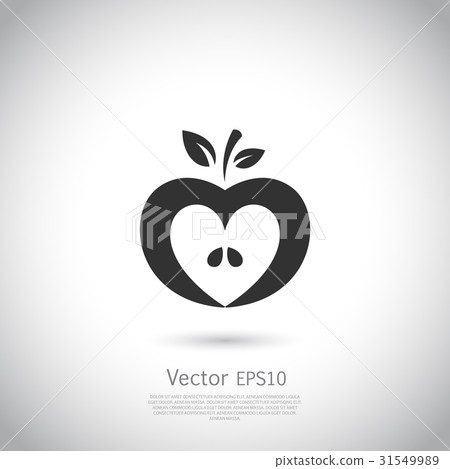 Heart shaped apple vector logo, label, icon. Heart shaped apple vector logo, label, icon. 31549989
