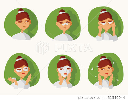 Lovely brunette  taking care of her skin on face. 31550044