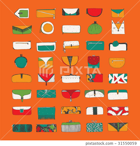 Vector set with bright purses and clutches 31550059