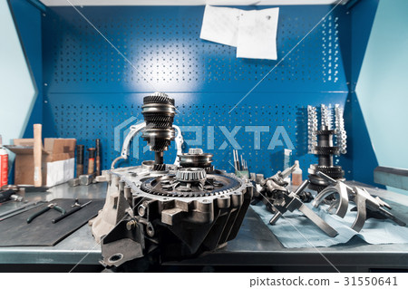 Cross-section of a car gearbox. mechanic work in 31550641