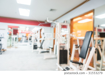 Abstract blur gym and fitness room interior Abstract blur gym and fitness room interior 31553279