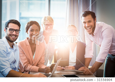 Business people holding laptop, mobile phone and digital tablet 31556904