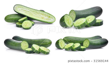 set of fresh cucumber isolated on white background 31569144