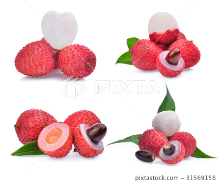 set of lychee isolated on white background 31569158