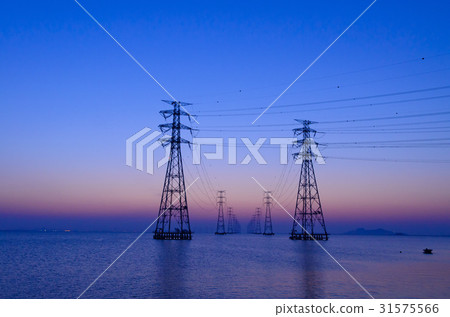 電力塔，Shihwa湖，安山市，京畿道 31575566