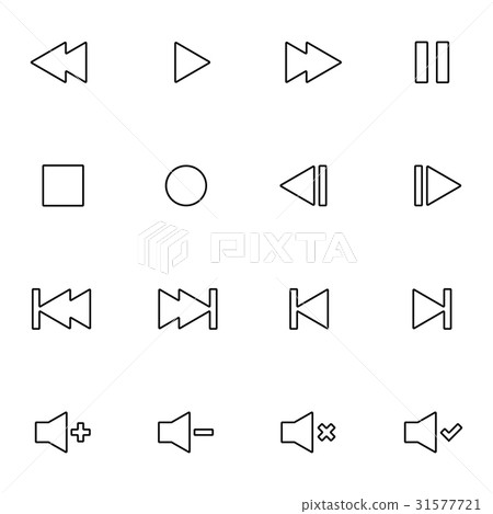 Set of Audio Video Control Line Icon Set of Audio Video Control Line Icon 31577721