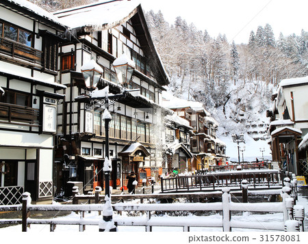 日本山形縣銀山溫泉雪景 31578081