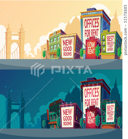 Set cartoon illustration of an urban landscape 31578885