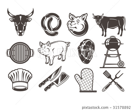 Set grill and barbecue icons 31578892