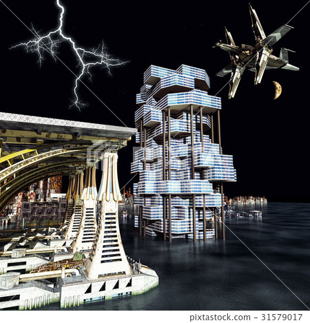 futuristic city with the modern skyscraper 3D futuristic city with the modern skyscraper 3D 31579017