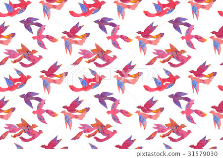 Paper craft watercolor colorful tropical birds 31579030