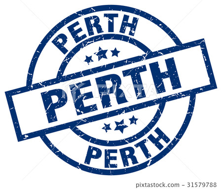 Perth blue round grunge stamp - Stock Illustration [31579788] - PIXTA