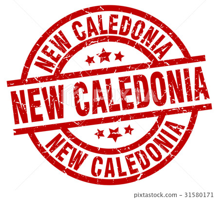 New Caledonia red round grunge stamp 31580171