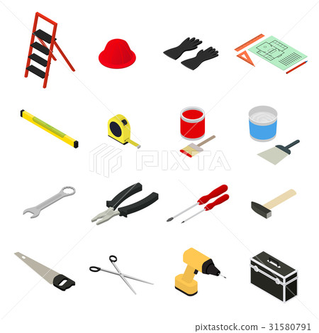 Home Repair Icons Set Isometric View. Vector 31580791