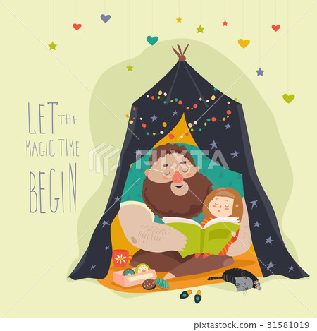 Father reading a book to his daughter 31581019