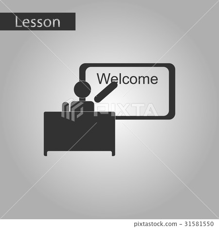black and white style icon of table board teacher 31581550