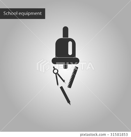 black and white style icon of bell pencil ruler 31581853