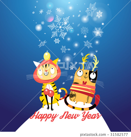 Funny cats in the New year 31582577