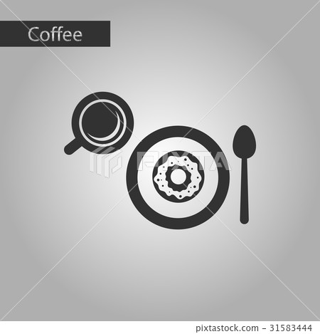 black and white style icon coffee cup donut 31583444