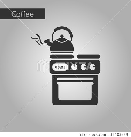 black and white style icon of coffee kettle stove black and white style icon of coffee kettle stove 31583589