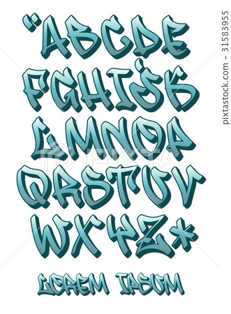 Graffiti Font 3D Hand Written Vector Alphabet Stock Illustration 