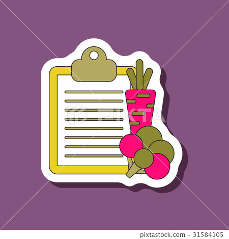 paper sticker on stylish background Vegetable menu paper sticker on stylish background Vegetable menu 31584105