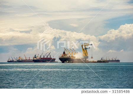 Cargo ship in the Trade Port Cargo ship in the Trade Port 31585486