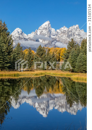 Scenic Teton Fall Reflection 31585534