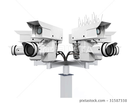 Surveillance cameras isolated on white background 31587338