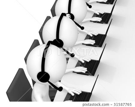 Help Desk. 3D character in a Call Center Help Desk. 3D character in a Call Center 31587765