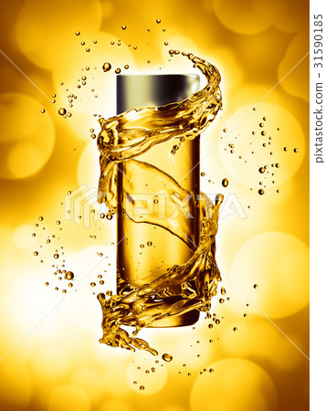 Cream bottle mock up in water splash of yellow Cream bottle mock up in water splash of yellow 31590185