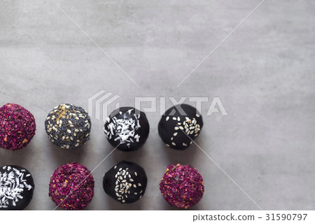 Fitness energy bites, raw chocolate truffles from Fitness energy bites, raw chocolate truffles from 31590797
