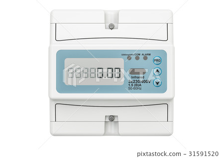 Modern electric meter, 3D rendering Modern electric meter, 3D rendering 31591520