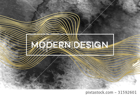 Abstract background with golden waves and black 31592601