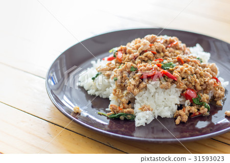 Thai local food, Rice Topped with herb. Thai local food, Rice Topped with herb. 31593023