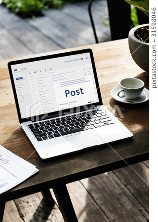 Composing an email on a digital device Composing an email on a digital device 31598046