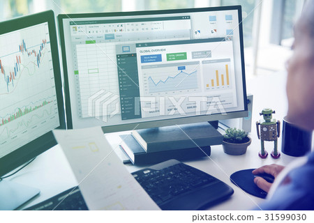 Businessman Working Graph Spreadsheet White Table Businessman Working Graph Spreadsheet White Table 31599030
