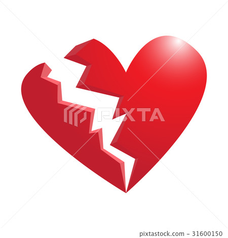 broken heart isolated on white background - Stock Illustration ...