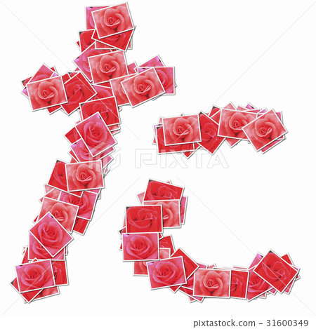 Characters of hiragana with rose flowers 31600349