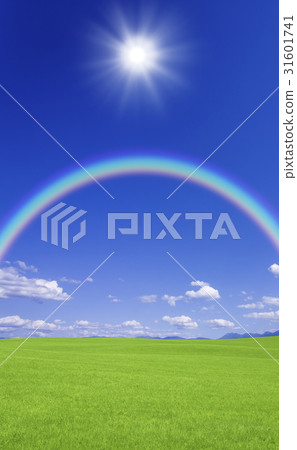 Prairie, rainbow and sun 31601741