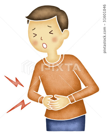 A man suffering from abdominal pain 31601846
