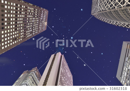 Shinjuku high-rise building city Night view Shinjuku high-rise building city Night view 31602318